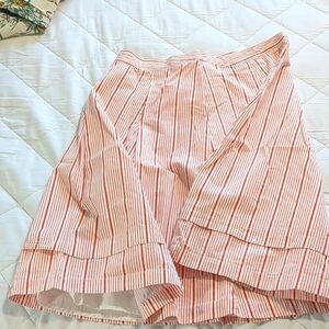 Madison Red & White Striped Full A-Line Skirt size 10 EUC Cotton Lined